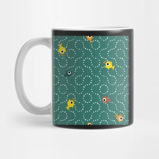 Truchet - curves and fish on sea green Mug